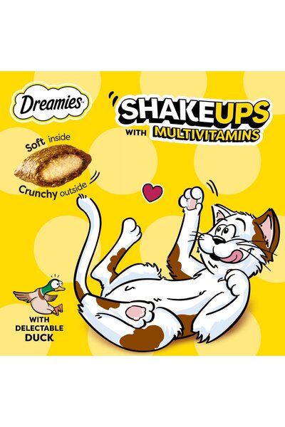 Dreamies Cat Treats with Delectable Duck 60 g Crunchy Outside Soft Inside for Healthy Happy Cats