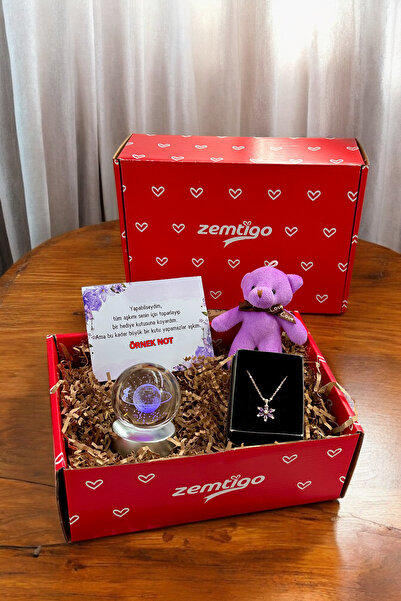 HALL BREATHE Renkli Cam Satürn, Kız Kar Küresi ve Lotus Kolye Sevgililer Günü Hediyesi