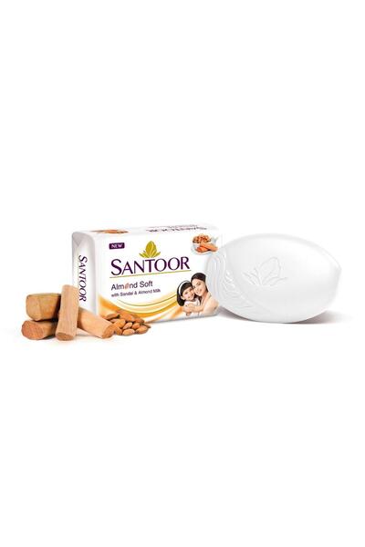 santoor Soap White Sandal & Almond Milk 175 g for Soft Glowing Skin with Natural Moisturizers