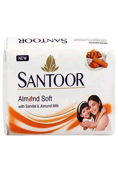 santoor Soap White Sandal & Almond Milk 125 g for Soft Glowing Skin with Natural Moisturizers