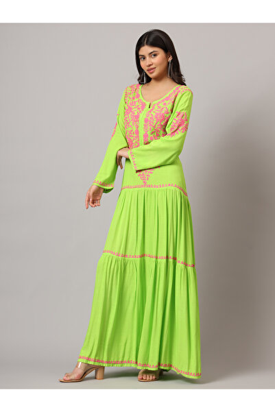 alaya Hand Embroidered Lucknowi Chikankari Cotton Jalabiya-AL3942