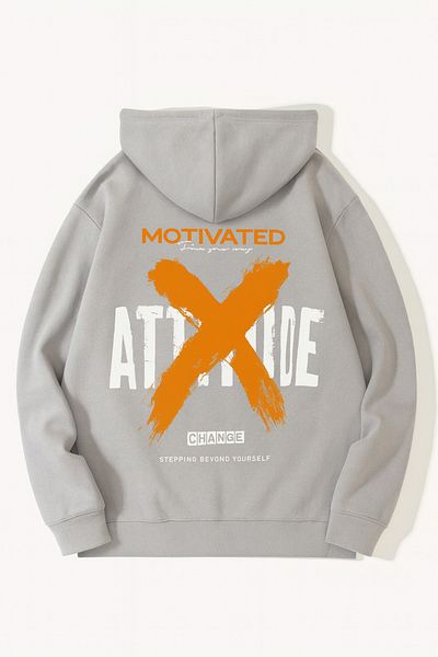 CLASSY.MODA Oversize 3 Thread Hooded Motivated Text Printed Unisex Sweatshirt