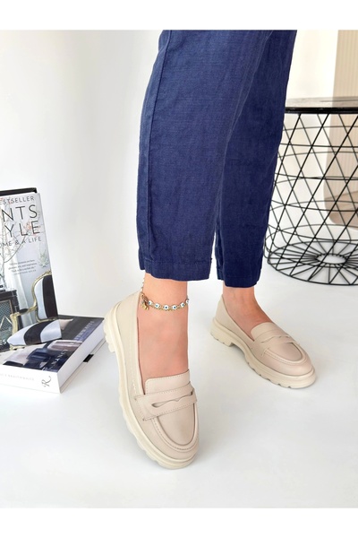 meSga butik Narli Beige Skin Oxford Shoes