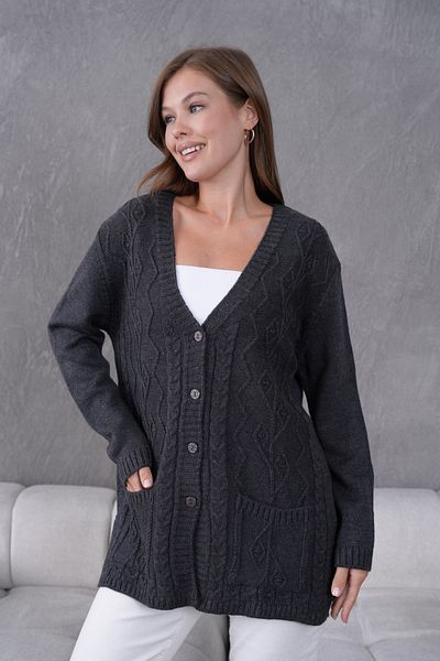 Lamierra Women's Mother's Knitwear Wool Cardigan with Pocket Detail