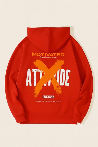 CLASSY.MODA Oversize 3 Thread Hooded Motivated Text Printed Unisex Sweatshirt