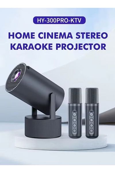Bicchoo Smart Karaoke Projector 120W 1080P 4K, 2 Wireless Mics, Android 11 Home Theater
