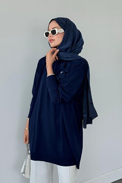 Hazamoda Dila Zambak Merserize Tunik Lacivert