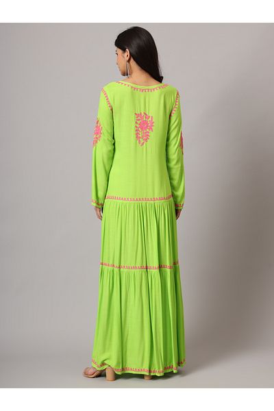 alaya Hand Embroidered Lucknowi Chikankari Cotton Jalabiya-AL3942