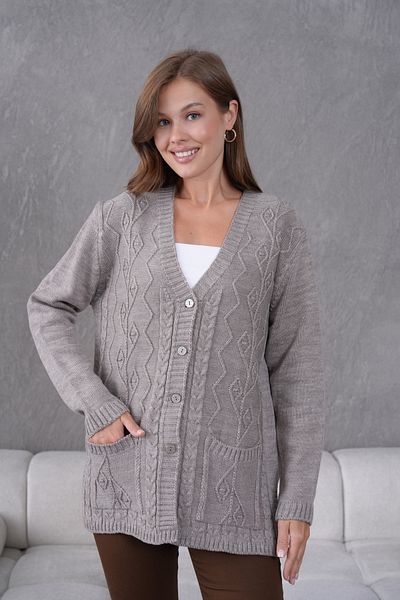 Lamierra Women's Mother's Knitwear Wool Cardigan with Pocket Detail