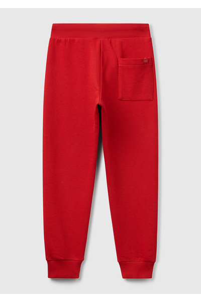 United Colors of Benetton Boy's Red Back Pocket Label Logo Sweatpants
