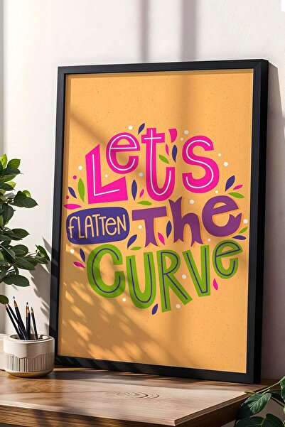 Saturn Let's Flatten The Curve Pictură înrămate - Poster Motivațional cu cadr...