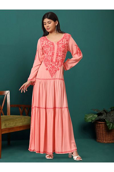 alaya Hand Embroidered Lucknowi Chikankari Cotton Jalabiya-AL3942