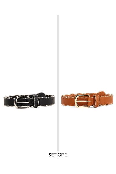 R&B 2 Pack Faux Leather Belts
