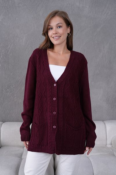 Lamierra Women's Mother's Knitwear Wool Cardigan with Pocket Detail