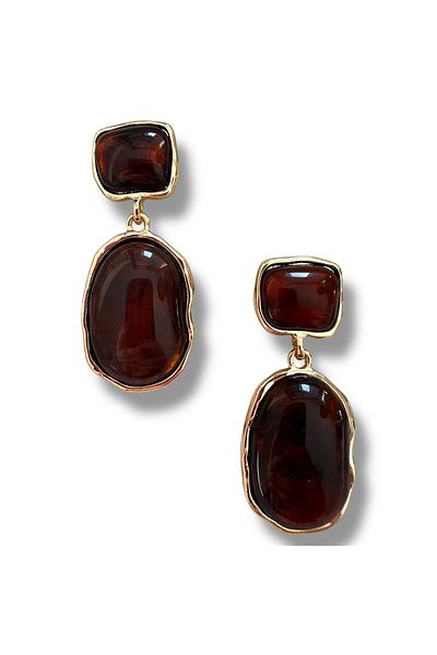 Pao Rosa Bitter Brown Gold Detailed Vintage Earrings