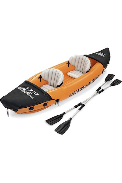 BESTWAY Hydro-Force Rapid Kayak | 2 Person Inflatable Kayak Set with Seats, Backrest, Paddles, Hand Pump and