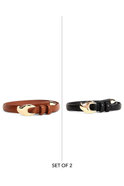 R&B 2 Pack Faux Leather Belts