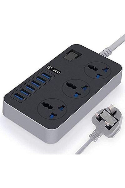 Shopi Universal Power Strips 3 Way Outlets 6 USB Ports, Surge Protection Socket Switch Portable Charger
