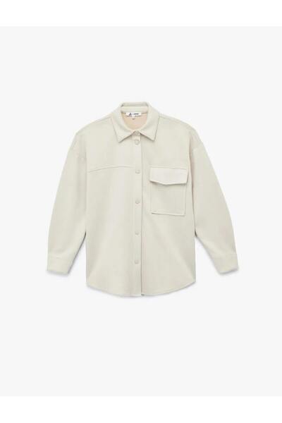 Koton Sleeve Length New Season Classic Collar Long Sleeve Pocket Detailed Oversize Buttoned Shirt Jacket