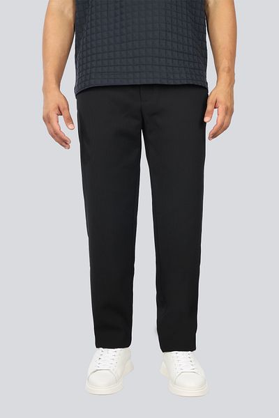 Emporio Armani Men's Regular Waist Woven Fabric Pipe Leg Pocket Detail Black Trousers Em001611 Te14101-Uc001