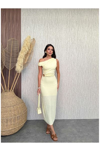 ESRAHELVACI Waist Buckle Draped Midi Dress