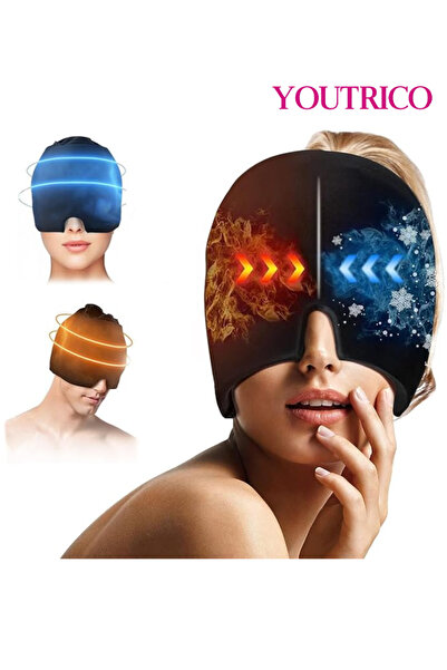 Youtrico Ice Gel Headache Migraine Relief Hat, Cold Hot Therapy Headache Relief Cap (Black)