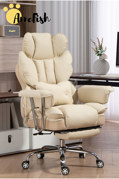 AnneFish Ergonomic Office Chair with Footrest Executive Swivel Desk Reclining Leather Computer Gaming Chair
