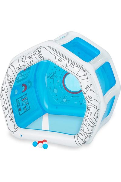 BESTWAY | Kids Space Station Playhouse, Inflatable Outdoor Mini Playhouse with 6 Play Balls for Kids