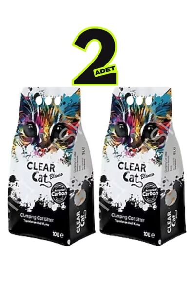 Clear Cat Blanco 2 Adet Karbonlu Topaklanan Bentonit Kedi Kumu