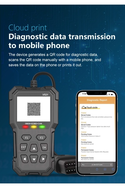 TECHSTAR V521 Multi-brand Diagnostic Tester, OBD2 EOBD CAN Scanner, Reads over 4000 error codes,