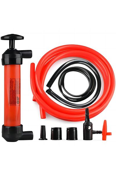 TECHSTAR Manual air and liquid transfer pump, with 2 130cm hoses and ends included, inflating bicycle