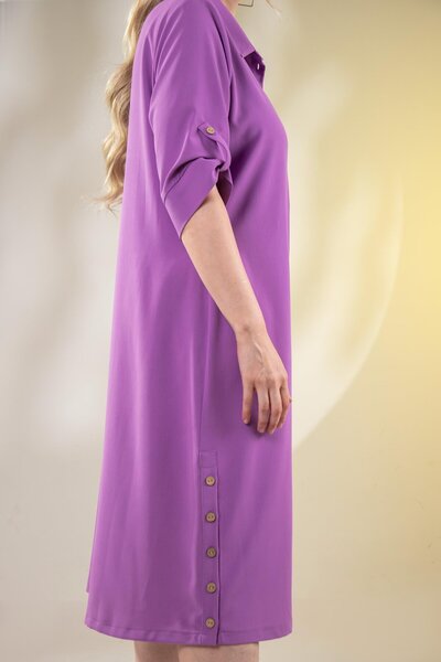 Roxxlen Büyük Beden Düğme Detaylı Elbise