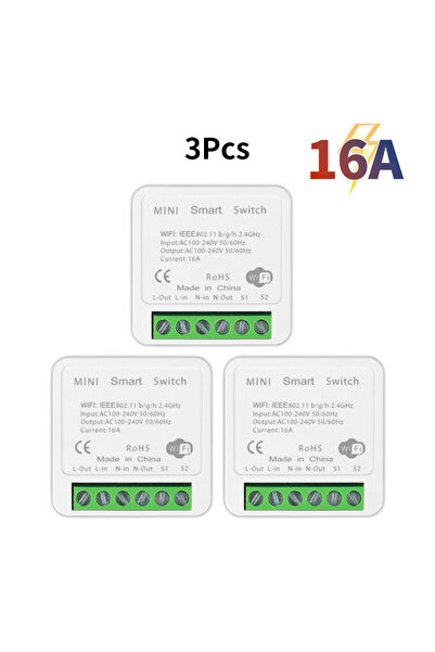 Choice4 3PC Tuya Mini Wifi Smart Switch Module Support 2 Way Control Smart Ho...