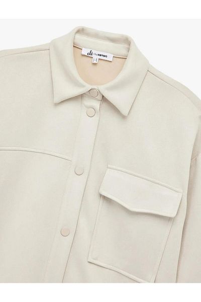 Koton Sleeve Length New Season Classic Collar Long Sleeve Pocket Detailed Oversize Buttoned Shirt Jacket