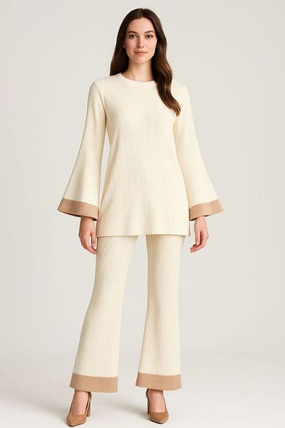 BOZKAYA ÖRME Twill Spanish Legs Glitter Detail Cycling Collar Bottom Top Set