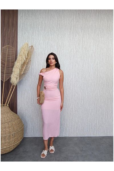 ESRAHELVACI Waist Buckle Draped Midi Dress