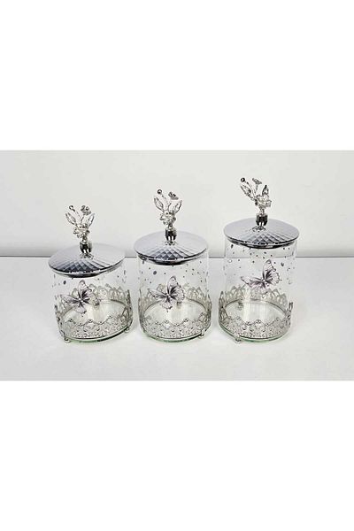 Radin 2Piece Glass Candy Jar with Metal Stand and Lid
