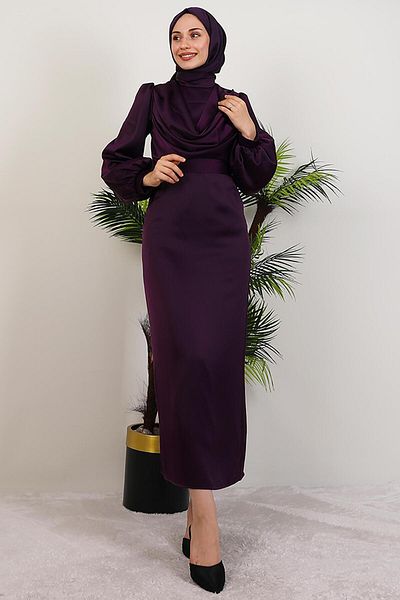 GİYZAMİLA Naz Hijab Evening Dress Purple