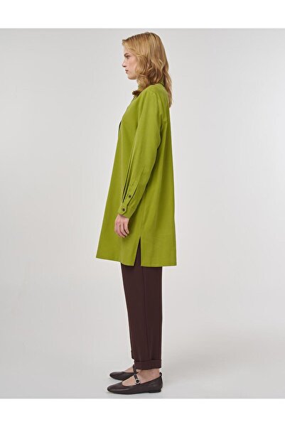 Kayra Punto Dikişli Rayon Tunik Golden Lime