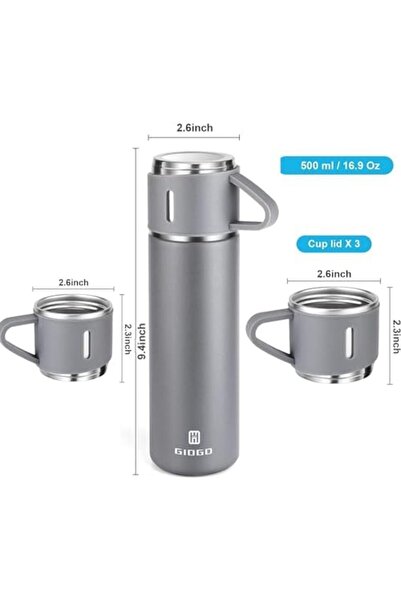 Generic Vacuum Insulated Flask 500ml/17.6oz Stainless Steel Thermo-Bottle with Cup for Coffee Water Hot and