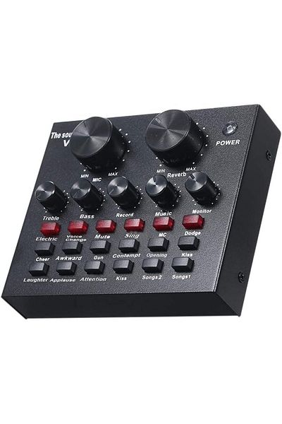 Shopi New V8 Intelligent Volume Adjustable Live Audio Mixer Sound Card with Microphone
