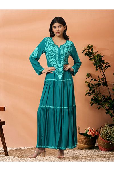 alaya Hand Embroidered Lucknowi Chikankari Cotton Jalabiya-AL3942