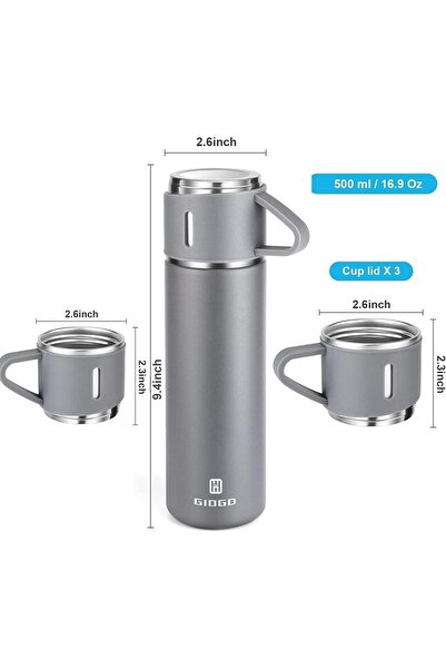 Generic Vacuum Insulated Flask 500ml/17.6oz Stainless Steel Thermo-Bottle with Cup for Coffee Water Hot and