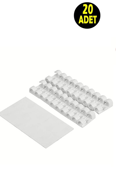 usin 20 Adet 3m Yapışkanlı Kroşe Kablo Tv İnternet Şarj Kablosu Fiş Tutucu Düzenleyicisi Organizatör