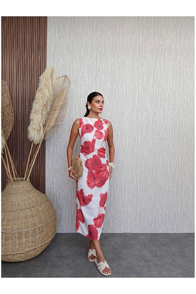 ESRAHELVACI Batik Flower Pattern Midi Dress