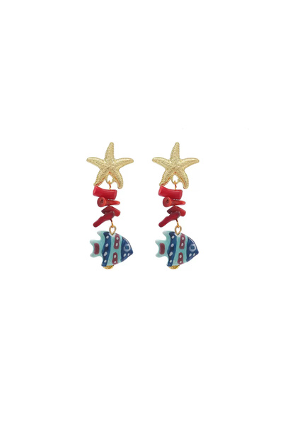 HOSBUTIK Fish with sea stars za earrings