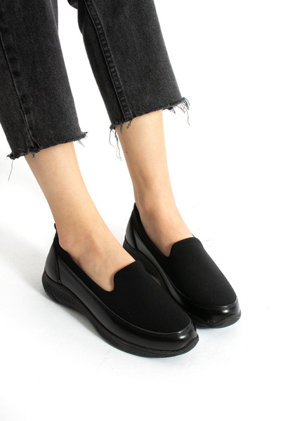 Hvz Black Diver Padding Sole Orthopedic Loafer Shoes for Walking and Daily Use