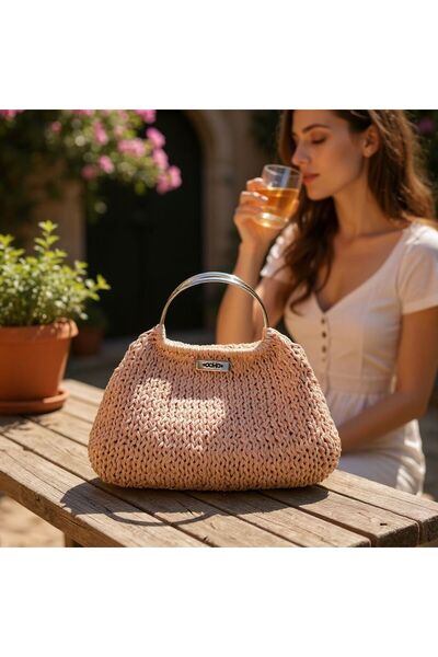 TooHot Kadın Somon El Örgüsü Organik El Çantası
