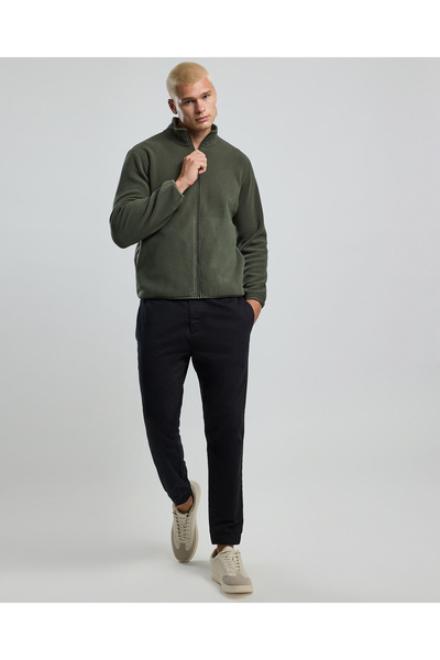 R&B Solid Jacket with Zipper Closure