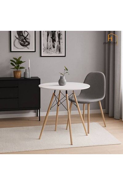 Al Saada Home Single Service Table Wood - White - 80*80*75